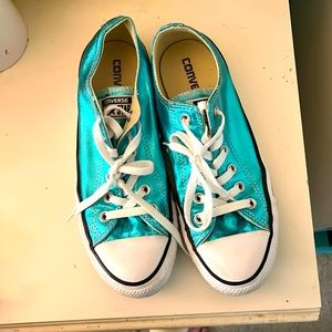 Converse Teal Metallic Low Top Size Women’s 8 Mens 6